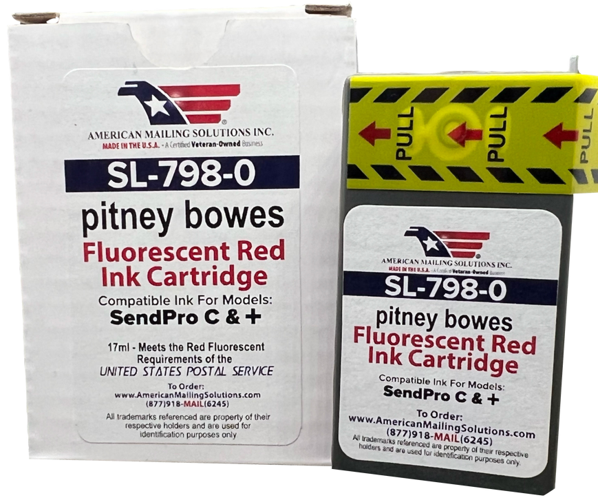 Pitney Bowes SL-798-0 Red Fluorescent Ink Cartridge